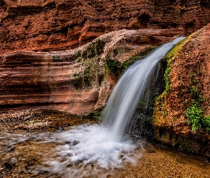 Arizona, Grand Canyon, Wodospad, Stany Zjednoczone, Park Narodowy ielkiego Kanionu, Skały, Upper Deer Creek Waterfall 2