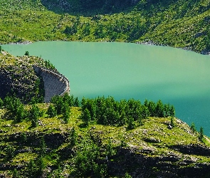Skały, Zapora, Karyntia, Austria, Jezioro Stausee Margaritze, Margaritzenstausee