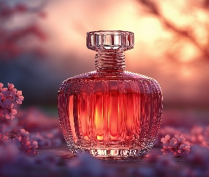 Perfumy, AI, Kwiaty, Gałązki, Butelka
