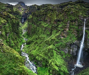 Wąwóz, Wodospad, Rzeka Fjadra, Kanion Fjadrargljufur, Islandia