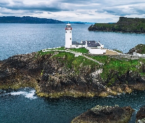 Skały, Fanad Head Lighthouse, Morze, Irlandia, Wybrzeże, Latarnia morska