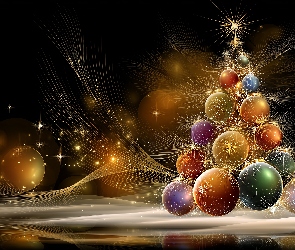 Choinka, Grafika AI, Bombki, Kolorowe, Boże Narodzenie
