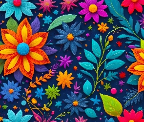 Kwiaty, Grafika AI, Kolorowe