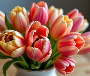 Wazon, Kwiaty, Tulipany, Kolorowe