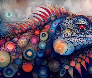 Grafika AI, Kolce, Legwan, Kolorowy