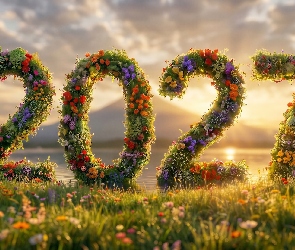 Nowy Rok, AI, Cyfry, 2027, Kwiaty