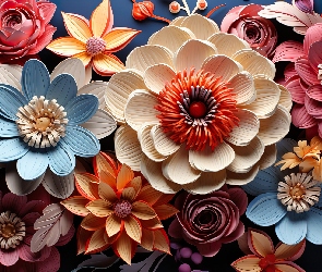 Bukiet, Grafika, 2D, Kolorowy, Kwiaty