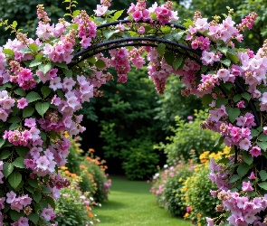 Pergola, Kwiaty, Jasnofioletowe, Pnące, Ogród
