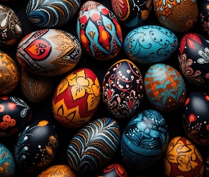 Grafika, Kolorowe, Jajka, Wielkanoc, Malowane, Pisanki