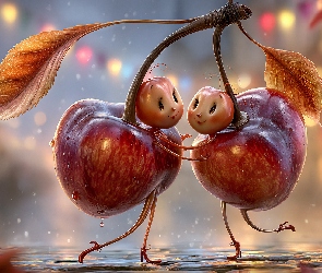 Grafika AI, Taniec, Czereśnie, Listki