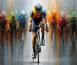 Dynamiczne ujęcie, Rower, Sportowcy, Kolarze, Grafika AI, Kolarz