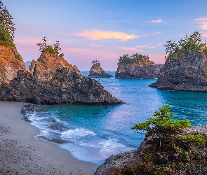 Skały, Park stanowy, Morze, Secret Beach, Oregon, Plaża, Stany Zjednoczone, Samuel H Boardman