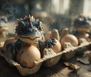 Jajka, Grafika AI, Smok