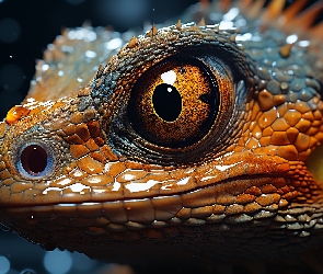 Agama brodata, Zbliżenie, Oko, Głowa, Jaszczurka