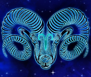 Baran, Niebieskie tło, Znak zodiaku