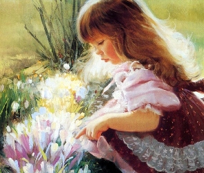 Dziewczynka, Donald Zolan, Reprodukcja, Kwiaty