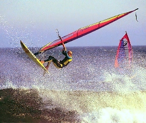 Windsurfing, fala, morze , deska