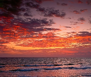 Morze, Chmury, Zachód Słońca