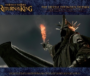 postać, płomień, miecz, zbroja, The Lord of The Rings
