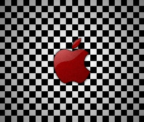 Apple, Szachownica, Czerwone, Logo