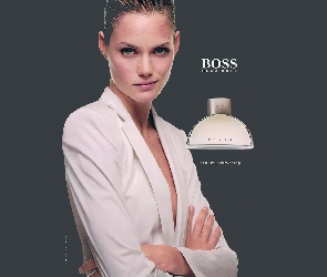 kobieta, perfumy, flakon, marynarka, Hugo Boss