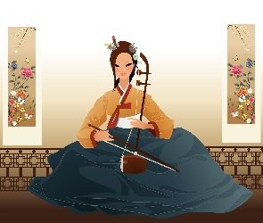 Kobieta, Instrument, Gra, Japonka
