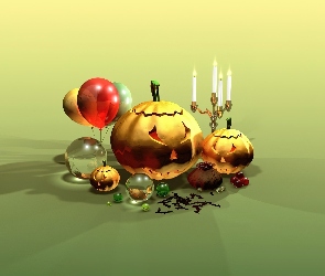 Halloween, dynie, świecznik