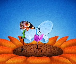 Motyl, Gąsienica, Kwiat