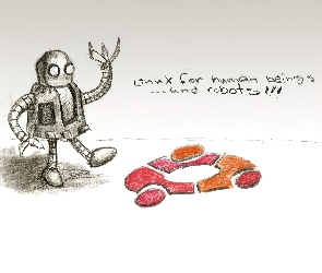 Ubuntu, robot, ludzie, krąg, symbol