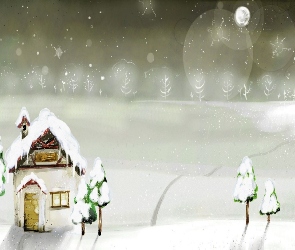 Noc, Dom, Zima, Śnieg