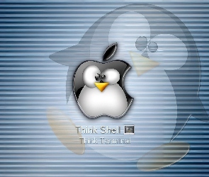 Linux, grafika, pingwin, jabłko