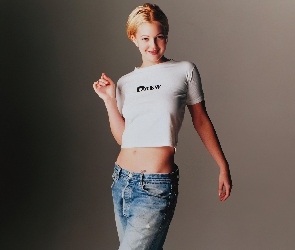 Drew Barrymore, biały T-shirt