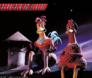 Uciekajace kurczaki, noc, dach, Chicken Run