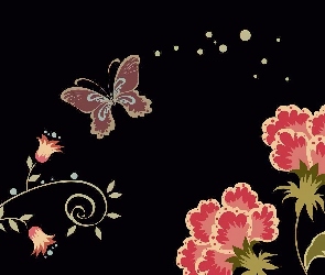 Kwiaty, Motyl