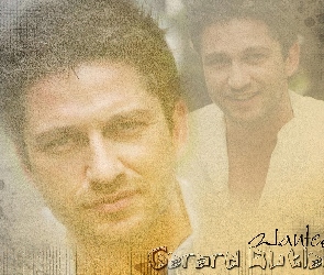 biała koszula, niebieskie oczy, Gerard Butler