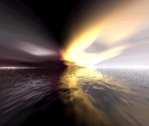 niebo, woda, 3D, Wektorowa