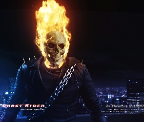 Ghost Rider, miasto, płonie, łańcuch, czaszka