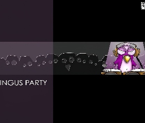 Linux, słuchawki, pingwin, grafika