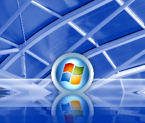 Logo, Tło, Odbicie, Szyby, Windows