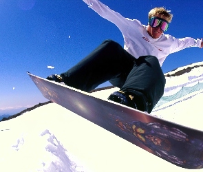 snowboardzista, śnieg, Snowbording, deska