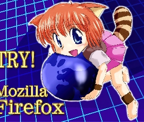 grafika, manga, ziemia, kobieta, FireFox