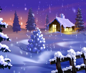 Grafika 2D, Dom, Zima, Śnieg