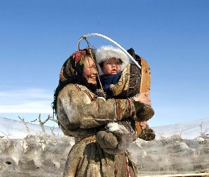 Renifery, Kobieta, Eskimos, Dziecko