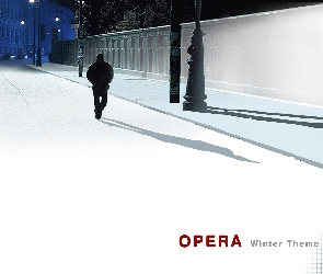 Opera, cień, zima, śnieg, mężczyzna