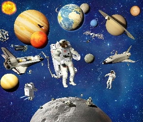 Planety, Kosmiczne, Pojazdy, Kosmonauci, Kosmos