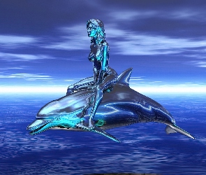 Delfin, Woda, Kobieta