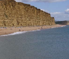 west bay.uk Anglia, morze, plaża, klif