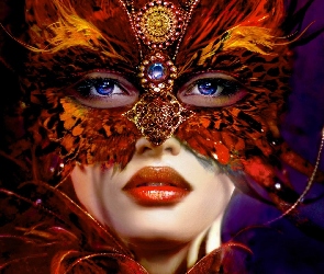 Kobieta, Biżuteria, Maska