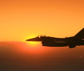 Zachód, Słońca, F16 Fighting Falcon