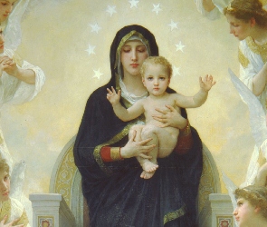 Bouguereau, Reprodukcja, Boska, Matka, Dzieciątko, Aniołowie